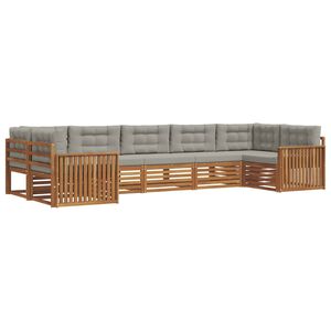 vidaXL Conjunto de sof&aacute;s de exterior 7 uds. Gris Natural y Claro