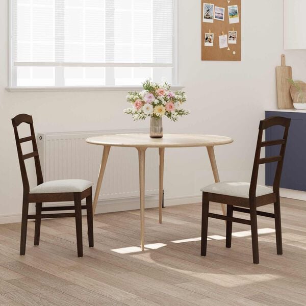 vidaXL Silla de comedor 2 pcs Marrón claro y claro Madera sólida