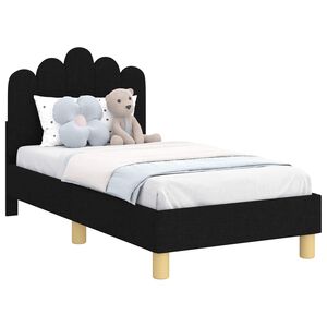 vidaXL Estructura de cama para ni&ntilde;os peque&ntilde;os con cabecera Negro Tela