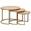 vidaXL Mesas de Caf&eacute; Nido 3 pcs Marr&oacute;n Madera maciza de mango y acero