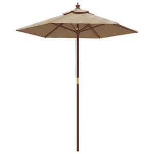 vidaXL Sombrilla de jard&iacute;n con poste de madera gris taupe 196x231 cm