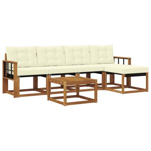 vidaXL Conjunto de sof&aacute;s de exterior con coj&iacute;n 6 pcs Natural y Crema