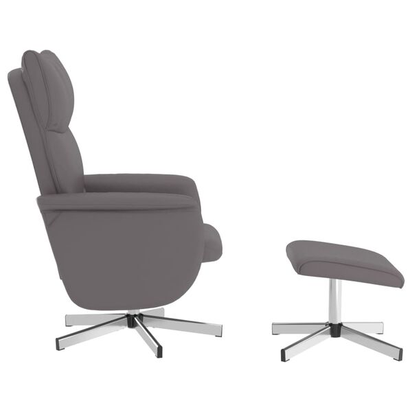vidaXL Sill&oacute;n de masaje reclinable con reposapi&eacute;s cuero sint&eacute;tico gris