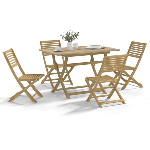 vidaXL Juego de comedor de jard&iacute;n 5 piezas madera maciza de acacia