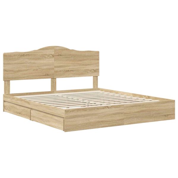 vidaXL Cama con almacenamiento con cabecera Roble Sonoma 180 x 200 cm