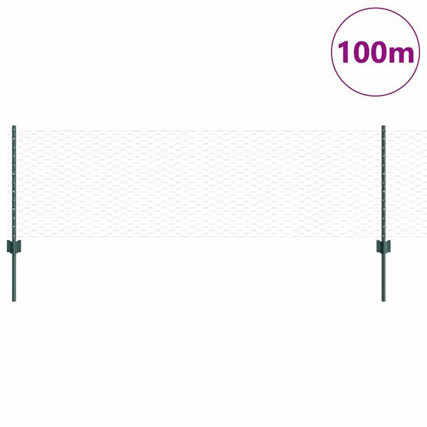 vidaXL Valla con Poste Verde 0,6 x 100 m Acero y PVC