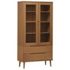 vidaXL Mueble vitrina MOLDE madera maciza de pino marr&oacute;n 90x35x175 cm