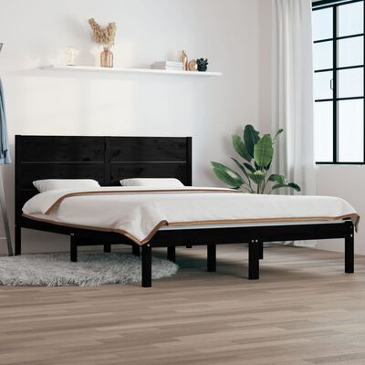 vidaXL Estructura de cama madera maciza de pino negro 120x200 cm