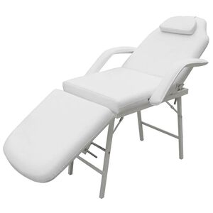vidaXL Camilla de esteticista cuero sint&eacute;tico blanca 185x78x76 cm