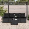 vidaXL Conjunto de sof&aacute; de jard&iacute;n 5 pcs Negro rat&aacute;n sint&eacute;tico