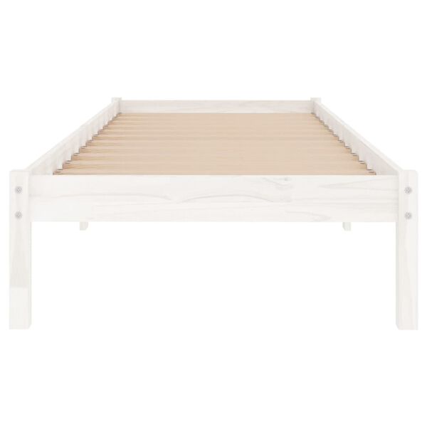 vidaXL Estructura de cama sin colch&oacute;n madera maciza blanco 90x200 cm