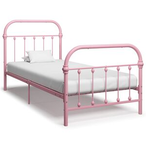 vidaXL Estructura de cama sin colch&oacute;n metal rosa 90x200 cm