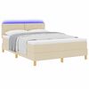 vidaXL Cama Box Spring LED con colch&oacute;n Crema 160 x 200 cm tela