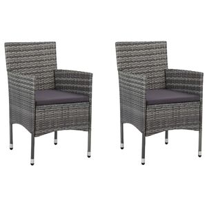 vidaXL Sillas de comedor para jard&iacute;n 2 unidades rat&aacute;n sint&eacute;tico gris