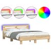 vidaXL Estructura de cama cabecero y luces LED roble Sonoma 150x200 cm