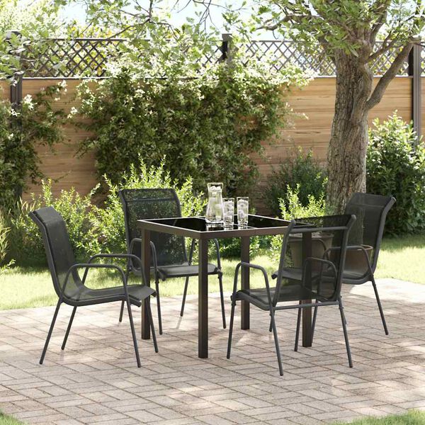 vidaXL Conjunto de Comedor de Jard&iacute;n 5 pcs Negro