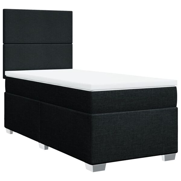 vidaXL Cama box spring con colch&oacute;n tela negro 90x190 cm
