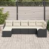 vidaXL Conjunto de sof&aacute; de jard&iacute;n 7 pcs Negro y blanco Polirat&aacute;n