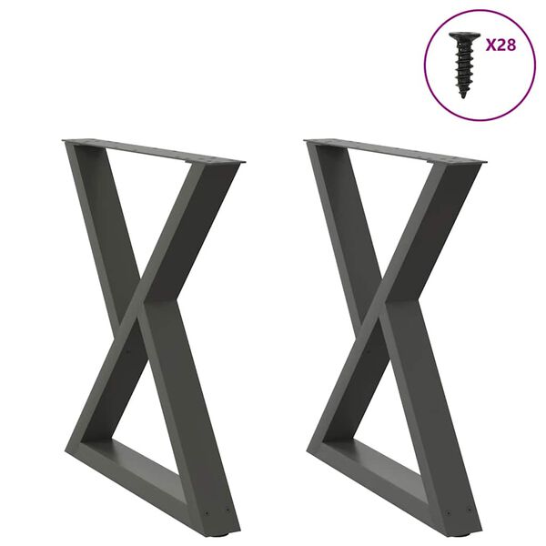 vidaXL Patas para mesa de comedor (2 unidades), antracita, 80 x (72-73,3) cm, acero