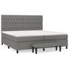 vidaXL Cama box spring con colch&oacute;n tela gris oscuro 200x200 cm