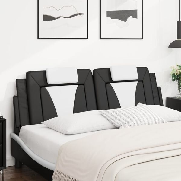 vidaXL Cabecero de cama acolchado Viana cuero sint&eacute;tico negro blanco 160 cm