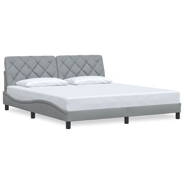 vidaXL Estructura de cama sin colch&oacute;n tela gris claro 180x200 cm