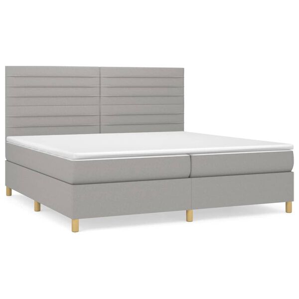 vidaXL Cama box spring con colch&oacute;n tela gris claro 200x200 cm