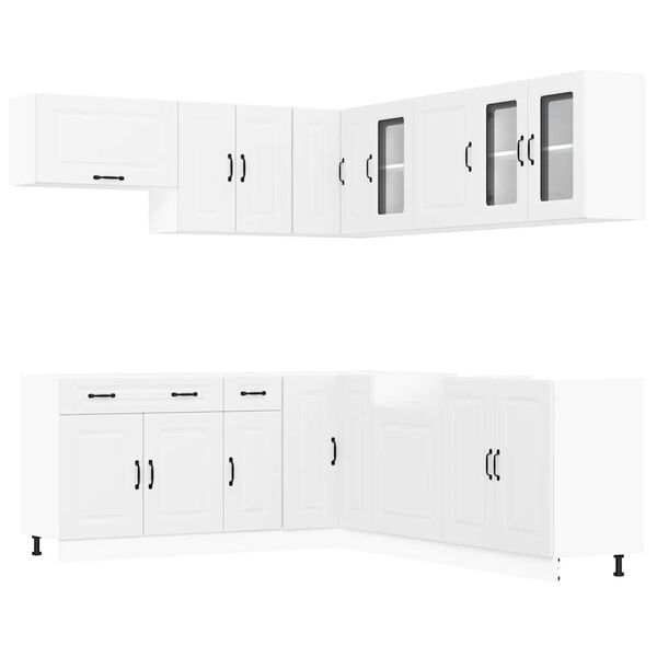 vidaXL Mueble de cocina Kalmar blanco 11 piezas madera contrachapada