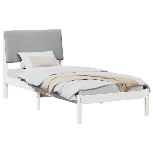 vidaXL Estructura de cama con cabecera y gris claro 90 x 190 cm
