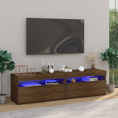 vidaXL Mueble de TV con luces LED 2 uds roble marrón 75x35x40 cm