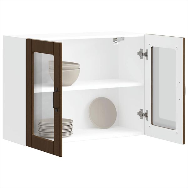 vidaXL Armario pared cocina puerta de cristal Lucca roble marr&oacute;n