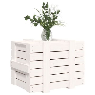 vidaXL Caja de almacenaje madera maciza de pino blanca 58x40,5x42 cm
