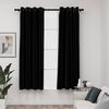 vidaXL Cortinas opacas con ojales look de lino 2 pzas negro 140x175 cm
