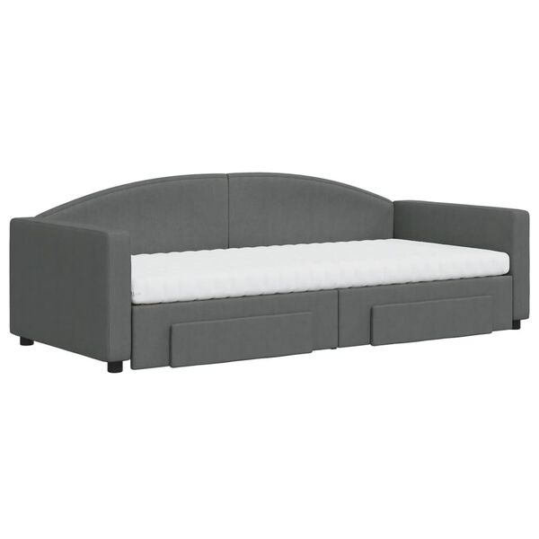 vidaXL Sofá cama nido con cajones tela gris oscuro 90x200 cm