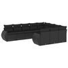 vidaXL Set de sof&aacute;s de jard&iacute;n 10 pzas cojines rat&aacute;n sint&eacute;tico negro