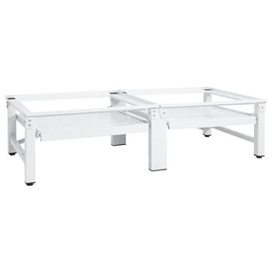 vidaXL Pedestal doble lavadora secadora con estantes extra&iacute;bles blanco