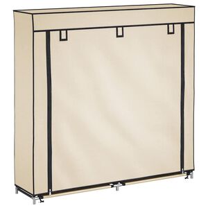vidaXL Zapatero con funda de tela color crema 115x28x110 cm