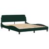 vidaXL Estructura de cama con LED sin colch&oacute;n terciopelo verde oscuro 160x200cm
