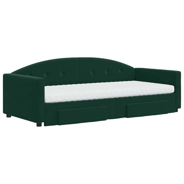 vidaXL Sofá cama nido con cajones terciopelo verde oscuro 90x200 cm