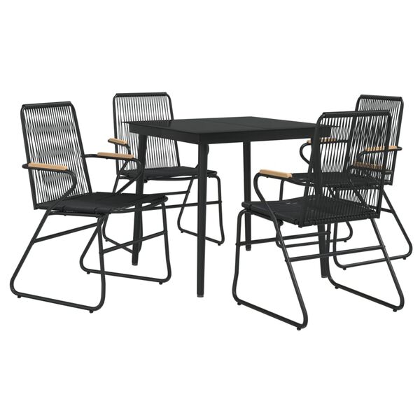 vidaXL Juego de comedor de jard&iacute;n 5 piezas rat&aacute;n PVC negro