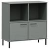 vidaXL Librer&iacute;a patas de metal OSLO madera maciza gris 90x35x90,5 cm