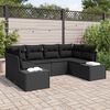 vidaXL Conjunto de sof&aacute; de jard&iacute;n 6 pcs Negro rat&aacute;n sint&eacute;tico