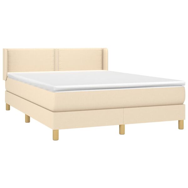vidaXL Cama box spring con colch&oacute;n tela color crema 140x190 cm