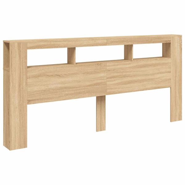 vidaXL Cabecero LED madera ingenier&iacute;a roble Sonoma 220x18,5x103,5 cm