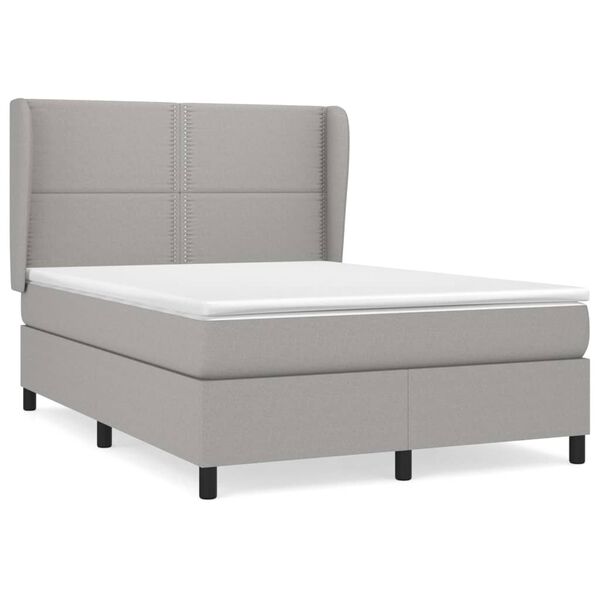 vidaXL Cama box spring con colch&oacute;n tela gris claro 140x200 cm