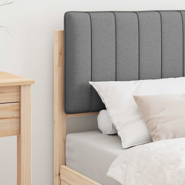 vidaXL Estructura de Cama con Cabecera Tapizada Gris Claro 75 x 190 cm