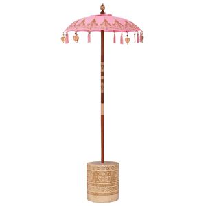 vidaXL Paraguas balin&eacute;s con base Rosa 95 x 95 x 260 cm Algod&oacute;n