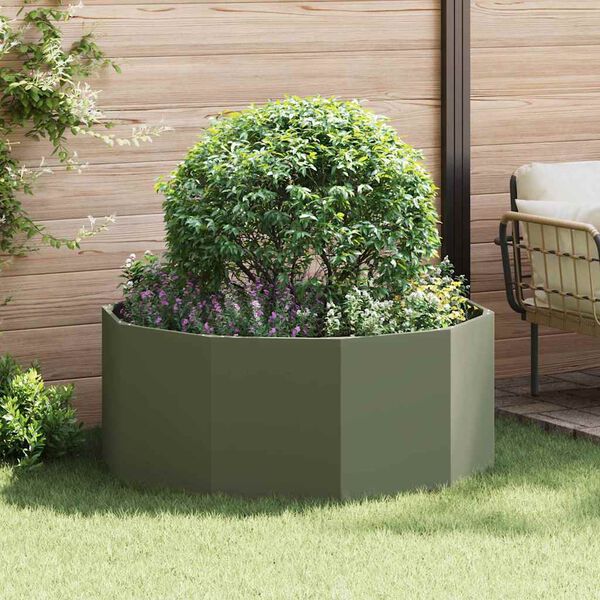 vidaXL Jardinera Verde Oliva 120 x 120 x 50 cm Acero