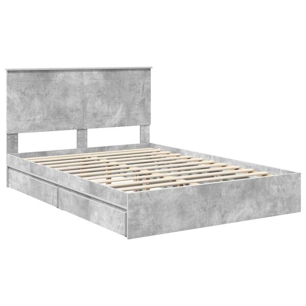 vidaXL Cama con almacenamiento con cabecera Gris Concreto 150 x 200 cm