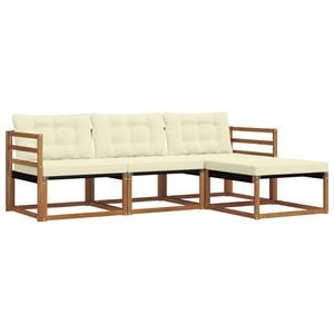 vidaXL Conjunto de sof&aacute;s de exterior 4 uds. Natural y Crema